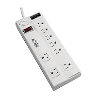 Tripp Lite 8 Outlet Surge Protector Power Strip, 8ft Cord Right Angle Plug, Tel/Modem, TAA, & $150K Insurance (TLP808TELTAA)