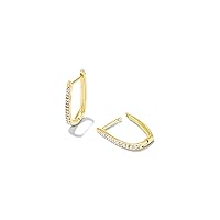 Kendra Scott Ellen Luxe 18k Gold Vermeil Huggie Earrings in White Sapphire, Fine Jewelry for Women