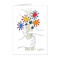 Arsharenkay All Occasion Assortment Pablo Pcasso Line Art Greeting Cards / Set of 8 / Size 105 x 145 mm / 4 x 5.5 inches No5 (Picasso Picasso Bouquet of Peace Art Picasso Pablo Picasso Flowers