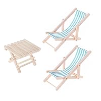 ERINGOGO 1 Set Mini Beach Wooden Chair House Decorations for Home Folding Beach Chair Foldable House Model Lawn Lounge Chair Wooden Dollhouse Chairs Miniature Furniture Bamboo Thing Baby