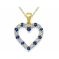 0.66Ct Sapphire & Diamond Open Heart Pendant Necklace Sterling Silver