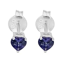 Multi Choice Your Gemstone Heart Shaped 5 MM 925 Silver Solitaire Stud Earring Gift For Her