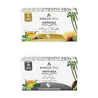 Organic Moringa Superfood Tea, 2 Pack Bundle, 2x25 Individually Sealed Tea Bags (Honey & Vanilla, Earl Grey)