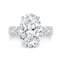 Kiara Gems 10 CT Oval Diamond Moissanite Engagement Ring Wedding Ring Eternity Band Vintage Solitaire Halo Hidden Prong Silver Jewelry Anniversary Promise Ring
