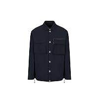 Emporio Armani Men's Nylon Seersucker Long Sleeve Boxy Fit Shirt