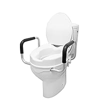 PEPE - Toilet Seat Risers for Seniors with Handles 4 inch, Raised Toilet Seat with Lid, Handicap Toilet Seat Riser with Bars, Elevated Toilet Seat for Elderly, White High Toilet Seat for Seniors