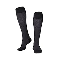 Touch Men's Compression Dress Socks, 20-30 mmHg, Graduated Support, Knee High Trouser Style Business Casual Wear, Black, Large (20-30 mmHg)