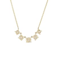 14k Yellow Gold Fashion Single Cut Prong Set 0.04 dwt Diamond Necklace