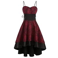 Women Vintage High Grade Cami Bandage Lace Up High Low Dress Party Dress Short Homecoming Dresses Sexy Dress