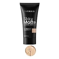 FARMASI Stay Matte Foundation, Matte Finish Foundation for a Naturally Flawless Look, Poreless, Oil Free & Full Coverage Face Makeup, 1 fl. oz / 30 ml (Light Ivory)