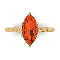 Clara Pucci 2.1 ct Marquise Cut Solitaire Rope Twisted Knot Red Simulated Diamond Classic Anniversary Promise ring 18K yellow Gold