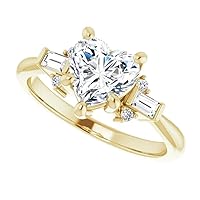 10K Solid Yellow Gold Handmade Engagement Ring 1.00 CT Heart Cut Moissanite Diamond Solitaire Wedding/Bridal Ring for Woman/Her Gorgeous Ring