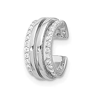 925 Sterling Silver Rhodium Plated Polished With CZ Cubic Zirconia Simulated Diamond Single Cuff Earrings Measures 12.25x11.45mm Wide 6.2mm Thick Jewelry Gifts for Women
