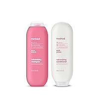 Method Daily Pure Peace Volumizing Hair Care Shampoo (14 oz) + Conditioner (13.5 oz) with Rose, Peony, and Pink Sea Salt, Paraben and Sulfate Free