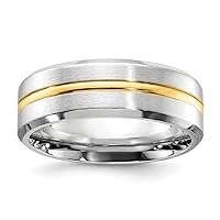 Cobalt Brushed and Polished With Yellow Ip Center Beveled Egde 8mm Band Jewelry Gifts for Women - Ring Size Options: 10 10.5 11 11.5 12 12.5 13 7 7.5 8 8.5 9 9.5