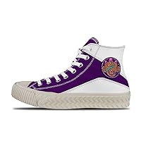 Popular graffiti-01,Purple Custom high top lace up Non Slip Shock Absorbing Sneakers Sneakers with Fashionable Patterns