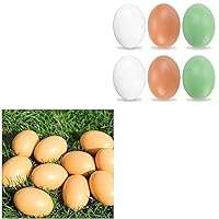 YunKo 12Pcs Wooden Brown White Green Fake Nest Eggs