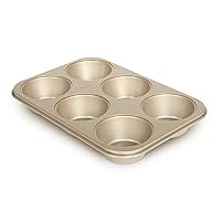 Jumbo Muffin Pan Nonstick - Heavy Duty Metal Cupcake Tin with Large Baking Cups, Jumbo 6-Cup