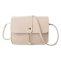 BOTCAM Women's Shoulder Bag, Fashion Pearl Pendant, Soft Leather Buckle, Lightweight and Versatile Shoulder Bag Handbags Storage 8 Pockets
