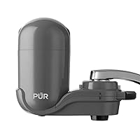 PLUS Faucet Mount Water Filtration System, 3-in-1 Powerful, Natural Mineral Filtration with Lead Reduction, Vertical, Grey, FM2500V