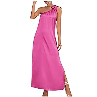 Smocked Midi Dresses for Women, Blocking Crewneck Bishop Sleeve Sundress Jumper Lace Flowy Smocked Mini Dresses