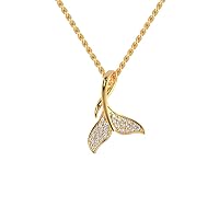 Certified Fish Style Heart Pendant in 18K White/Yellow/Rose Gold with 0.16 Ct Round Natural Diamond & 18k Gold Chain Necklace for Women | Fish Lover Pendant Necklace for Wife, Mother (IJ, I1-I2)
