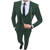 Fashion Men's Suits Slim Fit 3 Pieces Prom Tuxedos Notch Lapel Groomsmen Wedding (Blazer+Vest+Pants)