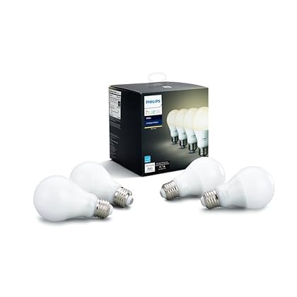 Philips 472027 Hue White A19 60W Equivalent Dimmable Led Smart Bulb (Pack of 4), Soft White