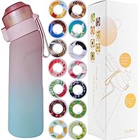 Upgrade 2.0 Air Water Bottle,650ml Sports Air Water Bottle BPA Free Drinking Bottles Water Cup Flavour pods Scented 0 Sugar,Gifts for Children (Gradient Pink+1 Random Pod)