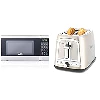 Willz WLCMV207S2-07 Countertop Small Microwave Oven with 6 Preset Cooking Programs Interior Light LED Display, 0.7 Cu.Ft, Stainless Steel & Oster 2-Slice Toaster with Advanced Toast Technology