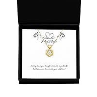 Funny Wife, Every time You Laugh or Smile, My Cheeks Hurt Because I'm Smiling so!, Love Heart Knot Gold Necklace for Wife from Husband
