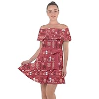 CowCow Womens Off Shoulder Skater Dress Heart Aztec Eagles Tribal Native American Prints Casual Dress