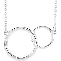 925 Sterling Silver Polished Interlocking Circle Necklace Jewelry for Women