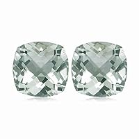11.00-11.57 Cts of AA 12 mm Cushion Checker Board Green Amethyst Matched Pair (2 pcs) Loose Gemstones