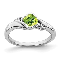 1.75 To 2.5mm 10k White Gold Peridot and Diamond Ring Size 7.00 Jewelry Gifts for Women