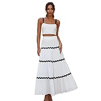 Womens Summer Dresses 2024 Fashion Sexy Sleeveless Shoulder Straps Two-Piece Strapless Dress Dress Long Skirt
