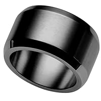15mm Stainless Steel Classical Plain Matte Black Brushed Ring Wedding Band