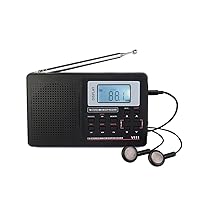 Full Band Radio FM Stereo/MW/SW Band Receiver with Timing Alarm Clock Portable Radio Black