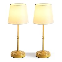 Portable Led Table Lamp Set of 2, Cordless Fabric Shade Desk Lamp, Rechargeable Battery Table Lamp, Vintage Dimming Lighting Lamp for Dinning Balcony Living Room Office Home