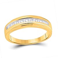 10kt Yellow Gold Mens Round Diamond Wedding Channel-Set Band Ring 1/5 Cttw