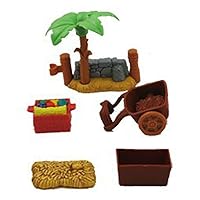 Replacements Parts For Little People Nativity & Christmas Story Nativity, (2 Fences, Food Crate, Cart, Hay Bale, and Hay Box)