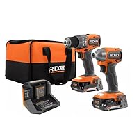 RIDGID 18V SubCompact Brushless Cordless 2- Tool Combo Kit w/Hammer Drill, Impact Driver, (2) 2.0 Ah Batteries, Charger, & Bag