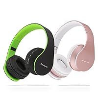 PowerLocus Rose Gold Bluetooth Headphones with Black/Green Bluetooth Headphones