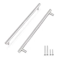 Gobrico T Bar Cabinet Pulls Brushed Nickel Kitchen Cupboard Handles Satin Nickel Cabinet Handles 12-3/5 inch Hole Centers 6 Pack