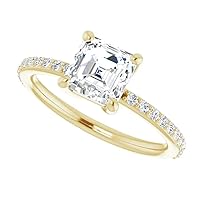 925 Silver, 10K/14K/18K Solid Gold Moissanite Engagement Ring,1.0 CT Asscher Cut Handmade Solitaire Ring, Diamond Wedding Ring for Women/Her Anniversary Ring, Birthday Ring,VVS1 Colorless Gifts