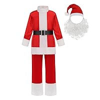 yolsun Deluxe Kids Santa Claus Costume Green Monster Christmas Costume for Boys Girls X-mas Party Dress up