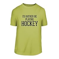 I'd Rather Be Playing Hockey - A Nice Men's Short Sleeve T-Shirt Shirt, Yellow, Large
