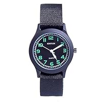 School Kids Army Military Wrist Watch Luminous Watch with Nylon Strap (Black)