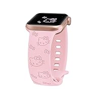 Engraved Band Compatible with Apple Watch Bands 40mm 41mm 42mm 44mm 45mm 38mm 49mm for Women, Cute Cartoon Cat Soft Silicone Strap for iWatch bands Series 9 8 7 6 5 4 3 2 1 SE