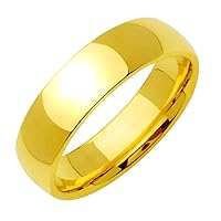 Gemini Dome Comfort Fit 18K Gold Filled Anniversary Wedding Titanium Rings width 6mm Valentine's Day Gift